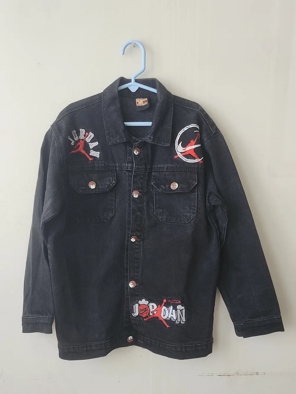 Jordan Black Embroidered Denim Bomber Jacket